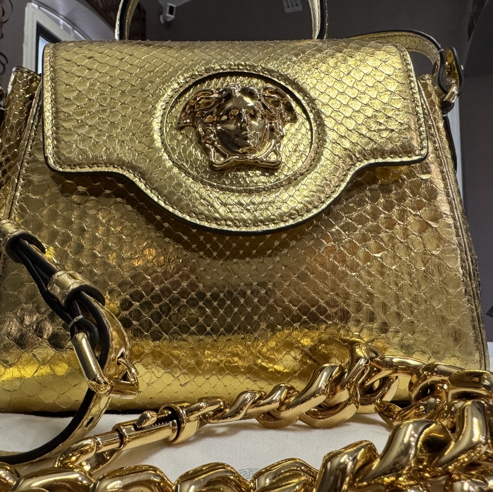 Versace La Medusa Python-Effect Tote Bag - image 6